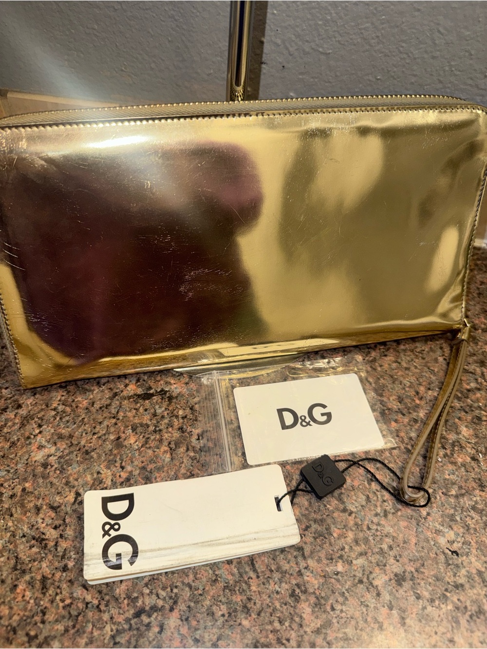 Dolce & Gabbana Metallic Gold Patent Wristlet Clutch - Picture 2 of 9